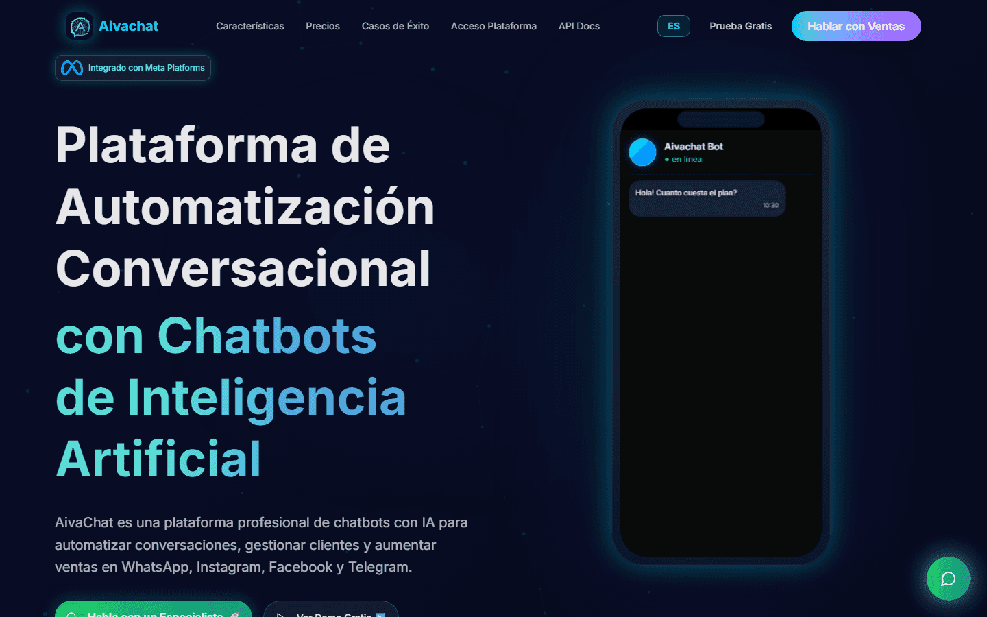 Aiva Chat dashboard